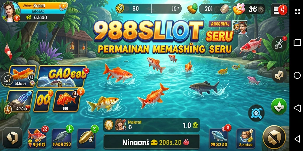 Tampilan gameplay menarik dari 988SLOT saat memancing ikan.