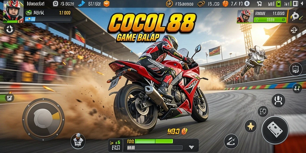 Tampilan gameplay COCOL88 yang mendebarkan di lintasan balap.