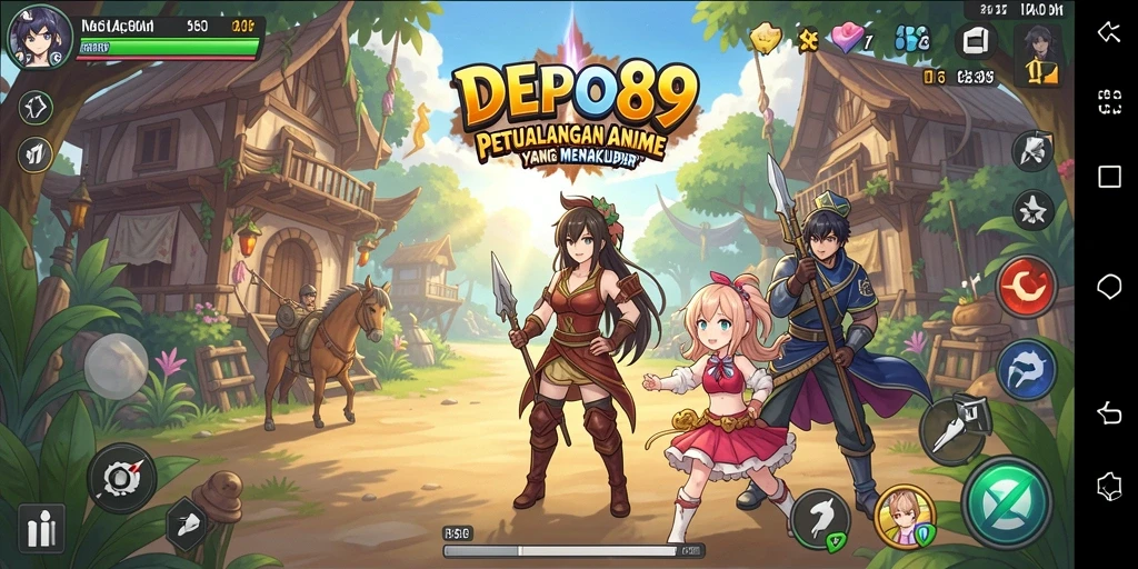 Tampilan gameplay <strong>DEPO89</strong> yang penuh aksi dan karakter anime terkenal.