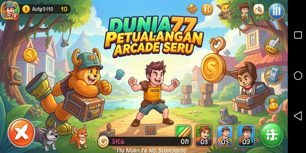 Tampilan menarik gameplay Arcade DUNIA77 yang seru.