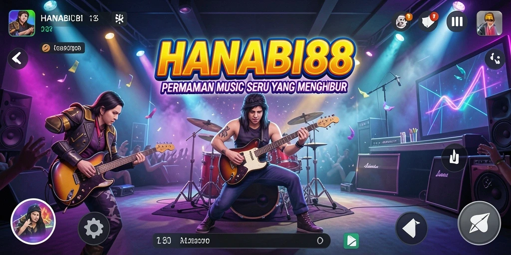 Screenshot memperlihatkan gameplay seru dari HANABI88 saat bermain musik.