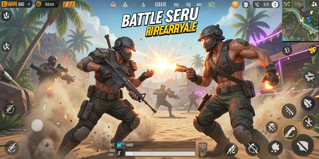 Tampilan gameplay seru di arena Battle Royale HARAPJP.