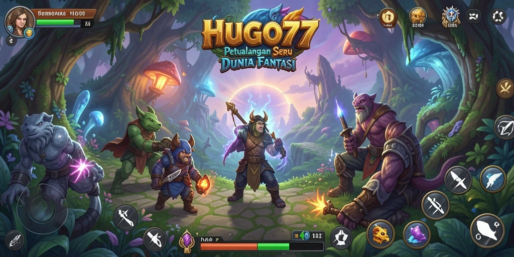 Tangkapan layar HUGO77 menampilkan aksi petualangan yang mendebarkan.