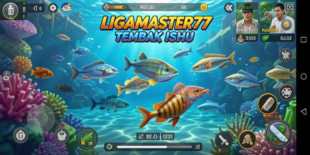 Tampilan gameplay seru dari LIGAMASTER77 yang menembak ikan.