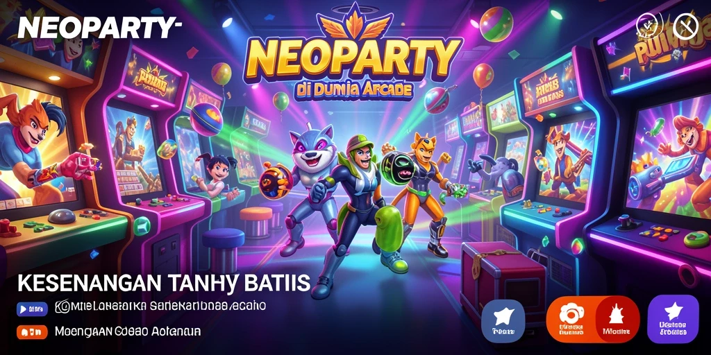 Tangkapan layar utama NEOPARTY menampilkan gameplay seru di berbagai mini game.