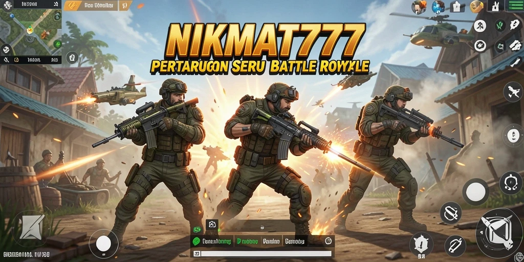 Tangkapan layar NIKMAT777 menunjukkan aksi seru dalam permainan Battle Royale.