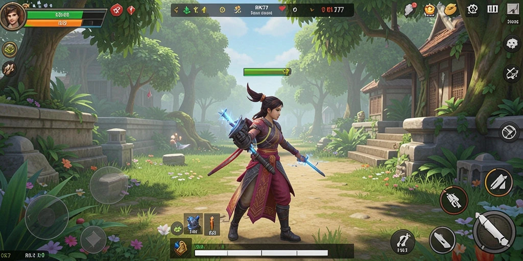 Screenshot gameplay RK77 dengan aktivitas simulasi menyenangkan.