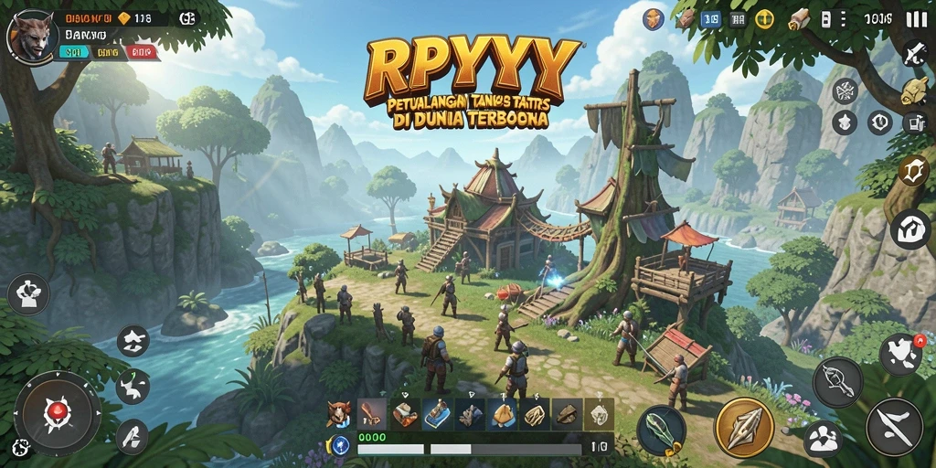 Screenshot gameplay RPYYY menunjukkan petualangan di dunia terbuka yang menakjubkan.