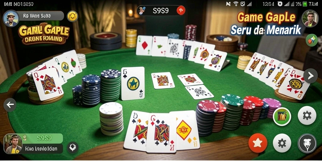 Screenshot S9S9 menampilkan aksi seru permainan Gaple.