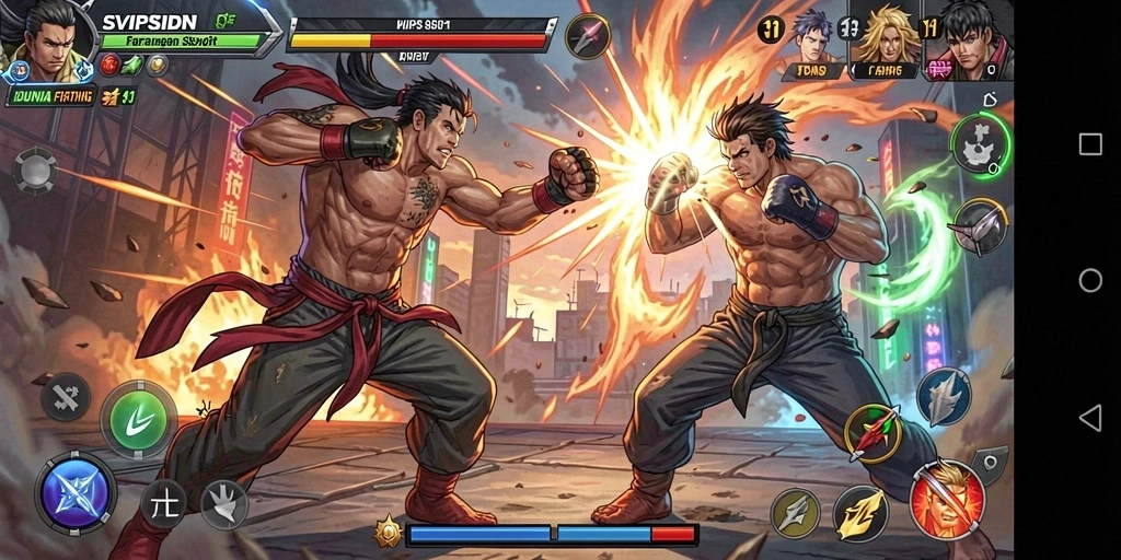 Tampilan aksi seru dalam gameplay fighting SVIPSIDN.