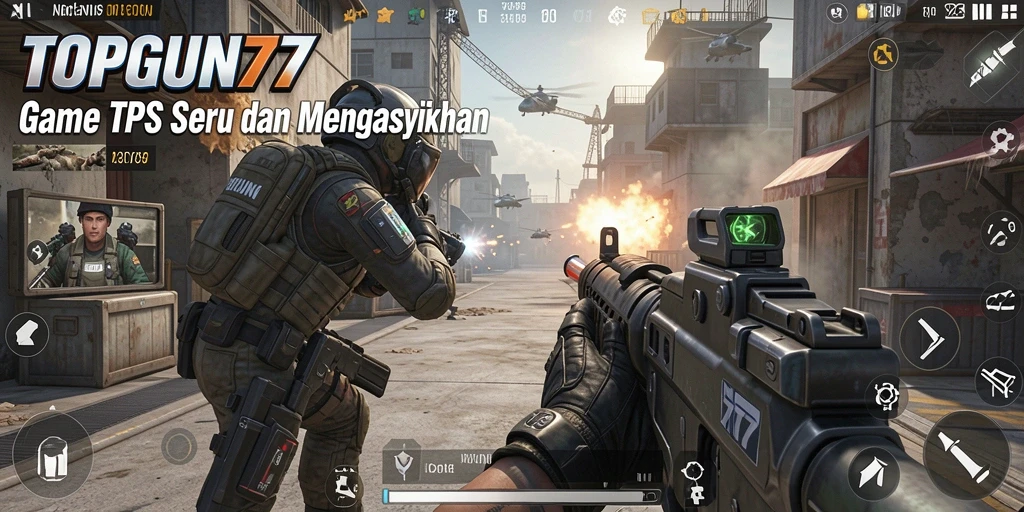 Gameplay mendebarkan dari TOPGUN77 dalam mode TPS.
