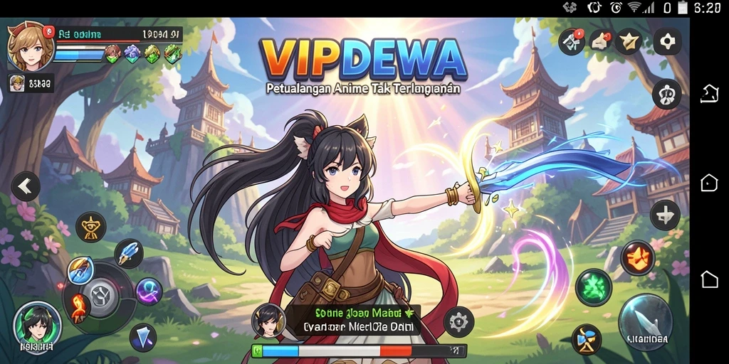 Gameplay seru dengan karakter anime yang penuh warna.