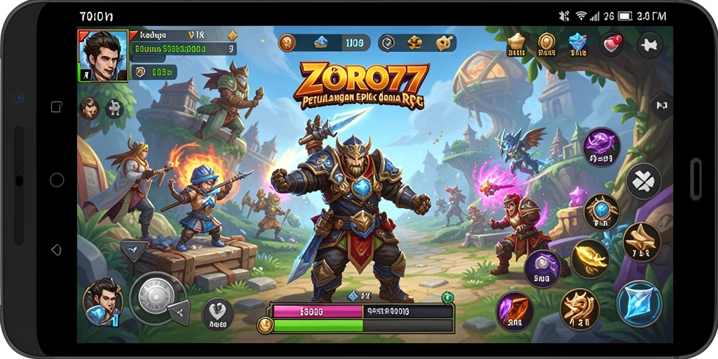 Screenshot gameplay ZORO77 menampilkan aksi seru dalam pertarungan RPG.